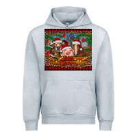 Heather Grey merry christmas cow pig and horse Urban Hoodie - RanaPortraitStore
