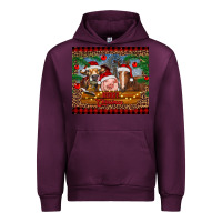 Mauve Wine merry christmas cow pig and horse Urban Hoodie - RanaPortraitStore