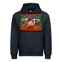 Navy merry christmas cow pig and horse Urban Hoodie - RanaPortraitStore