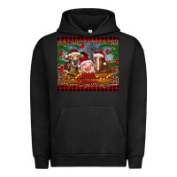 Pigment Black merry christmas cow pig and horse Urban Hoodie - RanaPortraitStore