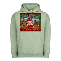 Pigment Oil Green merry christmas cow pig and horse Urban Hoodie - RanaPortraitStore