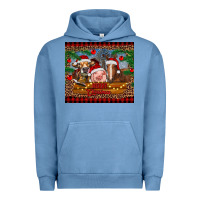 Pigment Pebble Blue merry christmas cow pig and horse Urban Hoodie - RanaPortraitStore
