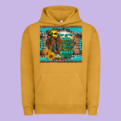 Keep Your Soul Clean And Your Boots Dirty Urban Hoodie Designed By Ranaportraitstore