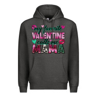 Charcoal Heather my favorite valentine calls me mama Premium Hoodie - Zillion Design Studio