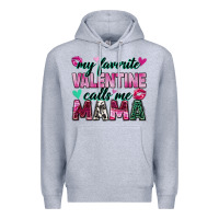 Heather Grey my favorite valentine calls me mama Premium Hoodie - Zillion Design Studio