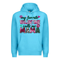 Ocean Blue my favorite valentine calls me mama Premium Hoodie - Zillion Design Studio