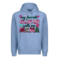 Colony Blue my favorite valentine calls me mama Premium Hoodie - Zillion Design Studio
