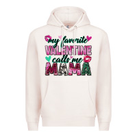 Pale Pink my favorite valentine calls me mama Premium Hoodie - Zillion Design Studio