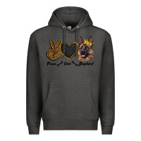 Charcoal Heather peace love shepherd Premium Hoodie - RanaPortraitStore