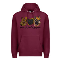 Burgundy peace love shepherd Premium Hoodie - RanaPortraitStore
