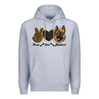 Heather Grey peace love shepherd Premium Hoodie - RanaPortraitStore