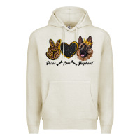 Oatmeal Heather peace love shepherd Premium Hoodie - RanaPortraitStore