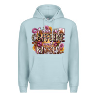 Blue Mist i run on caffeine and kisses Premium Hoodie - Zillion Design Studio