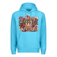 Ocean Blue i run on caffeine and kisses Premium Hoodie - Zillion Design Studio