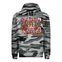 Slate Camo i run on caffeine and kisses Premium Hoodie - Zillion Design Studio