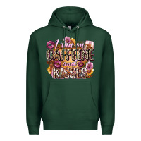 Sports Green i run on caffeine and kisses Premium Hoodie - Zillion Design Studio