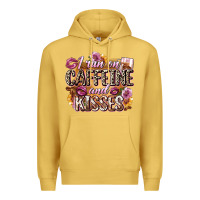 Antique Gold i run on caffeine and kisses Premium Hoodie - Zillion Design Studio