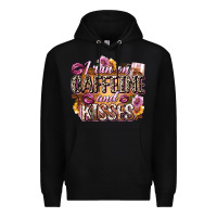 Black i run on caffeine and kisses Premium Hoodie - Zillion Design Studio