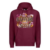 Burgundy i run on caffeine and kisses Premium Hoodie - Zillion Design Studio