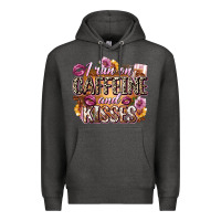 Charcoal Heather i run on caffeine and kisses Premium Hoodie - Zillion Design Studio
