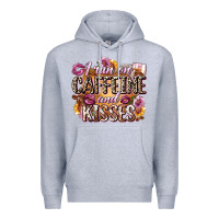 Heather Grey i run on caffeine and kisses Premium Hoodie - Zillion Design Studio