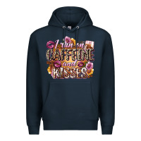 Navy i run on caffeine and kisses Premium Hoodie - Zillion Design Studio