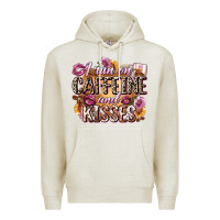 Oatmeal Heather i run on caffeine and kisses Premium Hoodie - Zillion Design Studio