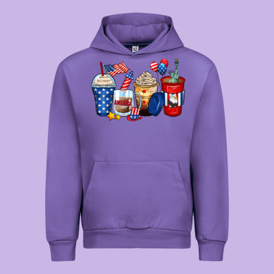 4th Of July Coffee Cups Urban Hoodie Designed By Zillion Design Studio