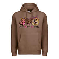 Chestnut peace love bulldog Premium Hoodie - RanaPortraitStore