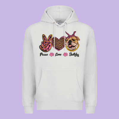 Peace Love Bulldog Premium Hoodie Designed By Ranaportraitstore