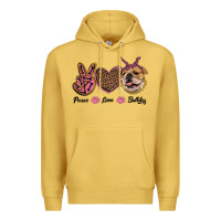 Antique Gold peace love bulldog Premium Hoodie - RanaPortraitStore