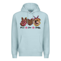 Blue Mist peace love bulldog Premium Hoodie - RanaPortraitStore