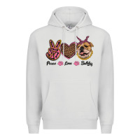 Dove Grey peace love bulldog Premium Hoodie - RanaPortraitStore