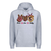 Heather Grey peace love bulldog Premium Hoodie - RanaPortraitStore