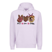 Lilac peace love bulldog Premium Hoodie - RanaPortraitStore