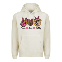 Oatmeal Heather peace love bulldog Premium Hoodie - RanaPortraitStore