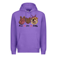 Purple peace love bulldog Premium Hoodie - RanaPortraitStore