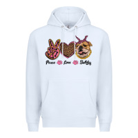 White peace love bulldog Premium Hoodie - RanaPortraitStore