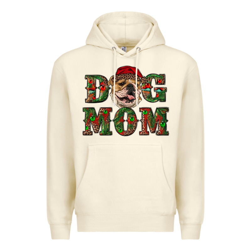 English Bulldog Mom Christmas Premium Hoodie by RanaPortraitStore | Teevron
