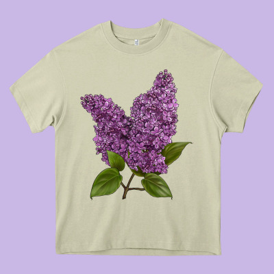 Purple Lilac Flower Heavy Core Tee Designed By Lillyallendesigns