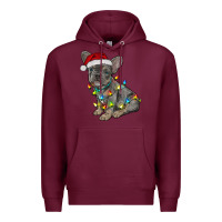 Burgundy christmas french bulldog Premium Hoodie - RanaPortraitStore