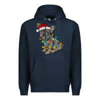 Navy christmas french bulldog Premium Hoodie - RanaPortraitStore