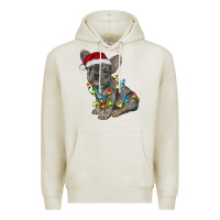 Oatmeal Heather christmas french bulldog Premium Hoodie - RanaPortraitStore