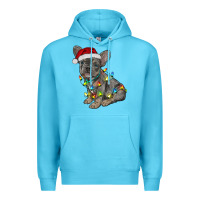 Ocean Blue christmas french bulldog Premium Hoodie - RanaPortraitStore