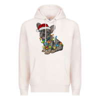 Pale Pink christmas french bulldog Premium Hoodie - RanaPortraitStore