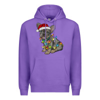 Purple christmas french bulldog Premium Hoodie - RanaPortraitStore