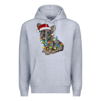 Heather Grey christmas french bulldog Premium Hoodie - RanaPortraitStore