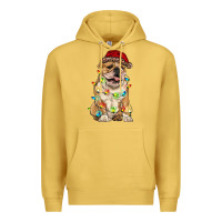 Antique Gold christmas bulldog Premium Hoodie - RanaPortraitStore