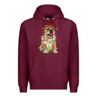 Burgundy christmas bulldog Premium Hoodie - RanaPortraitStore