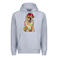 Heather Grey christmas bulldog Premium Hoodie - RanaPortraitStore